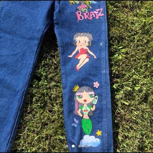 Y2K brand new hand-painted Wrangler Jeans - Picture 2 of 4